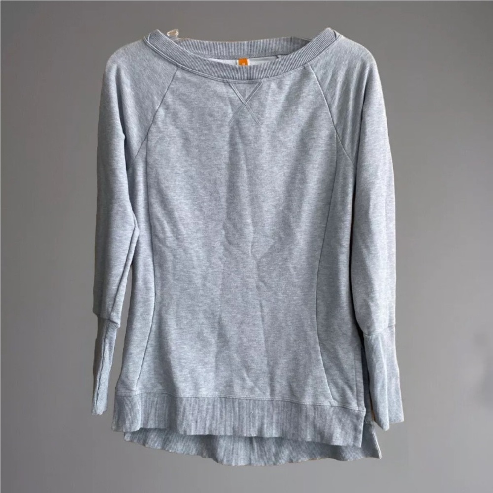 Lucy Sweatshirt Womens Size XS Gray  Neck Pullover Ladies Top Slit Sides